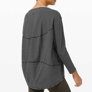 Lululemon Back in Action Hype Stripe Black Long Sleeve